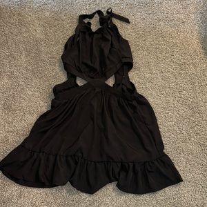 Cut out black mini sun dress